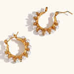 Load image into Gallery viewer, Pearl Hoop Earrings